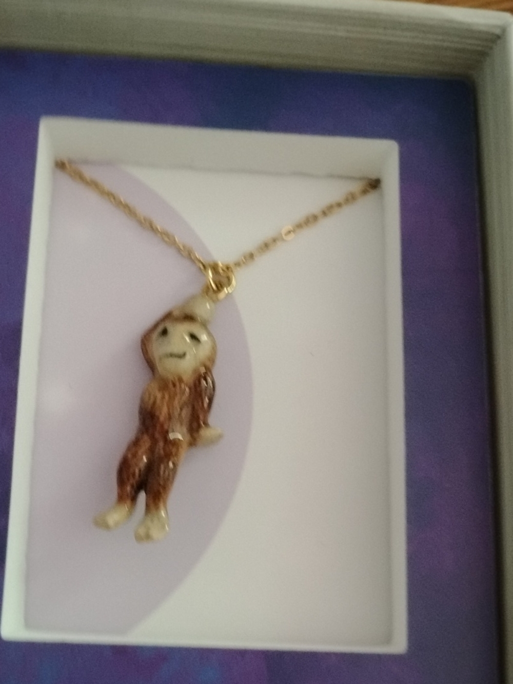 Cute Bigfoot Pendant Necklace in Brown and Gold